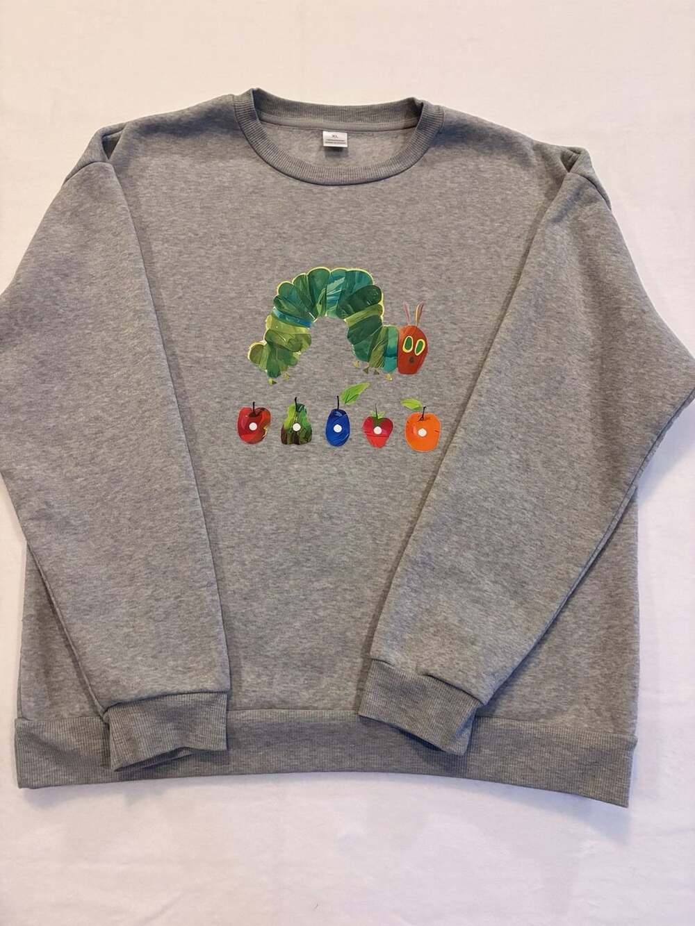 The Very Hungry Caterpillar Graphic Print Pullover Sweatshirt Gray Size XL